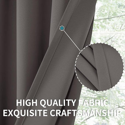 BGment Grey Blackout Curtains for Kitchen Cafe Window 34 x 36 Inch - Short Length Thermal Insulated Drapes Half Window Darkening Blinds for Bathroom Basement RV Privacy, 2 Panels