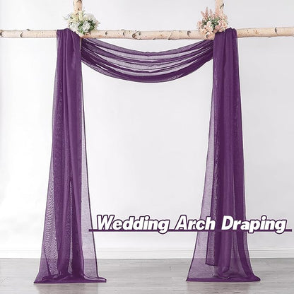 DONREN 144 Inch Length Window Scarf for Background - Luxury Soft Sheer Scarf Add to Window Curtains for Enhanced Effect (Royal Purple,1 Panel)