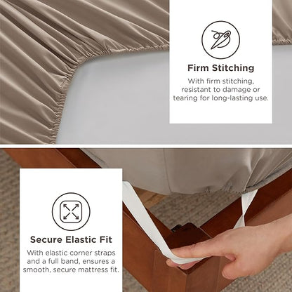 Bedsure Deep Pocket King Sheet Set - Fits Mattresses Up to 21 Inches Thick - 4 Piece GentleSoft Bed Sheets, Moisture Wicking, Soft & Cooling Bedsheet & Pillowcases, Easy & Secure Fit, Brown