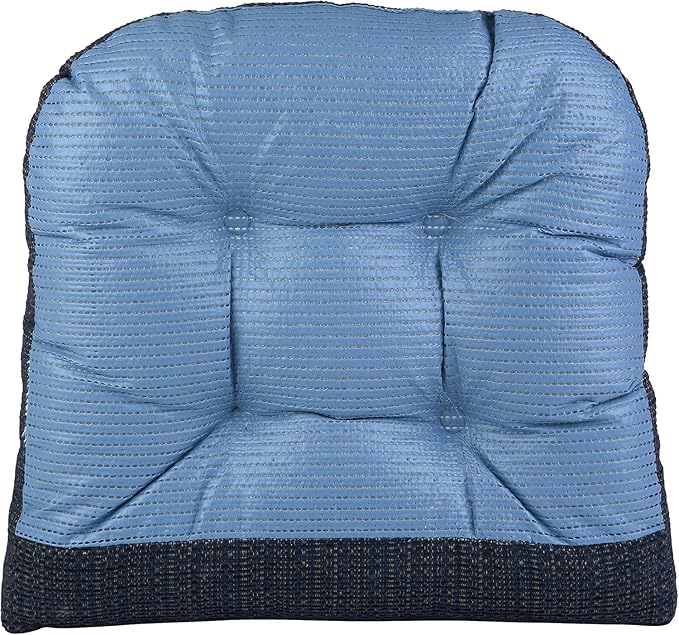 Klear Vu Gripper Overstuffed Universal Non-Slip Dining Chair Cushions for Kitchen Decor or Office Use, U-Shaped Skid-Proof Seat Pad, 17x17 Inches, 2 Count (Pack of 1), Honeycomb Navy