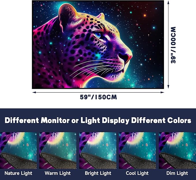 Galaxy Leopard Rug Fierce Panther Head Area Rugs for Boys Kids Bedroom Living Room Gameroom Girls Glitter Carpet Floor Mat Throw Rugs 59 in x 39 in