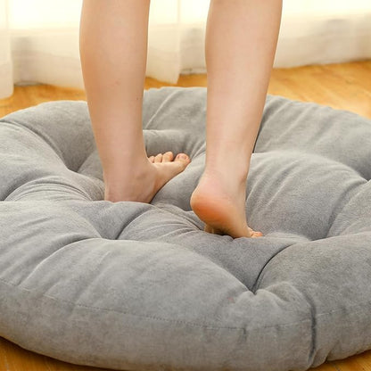 Large Floor Cushion Seating Round Floor Pillows Cushions for Adults Oversized Playroom Pillows Reading Nook Big Pillow for Sitting Meditation Yoga Living Room Sofa Balcony(Gray)