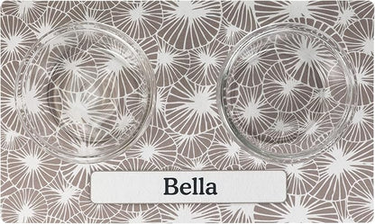 Drymate Personalized Pet Bowl Placemat, Custom Dog & Cat Food Feeding Mat - Absorbent Fabric, Waterproof Backing - Machine Washable/Durable (USA Made) (12" x 20") (Kahopo Grey)