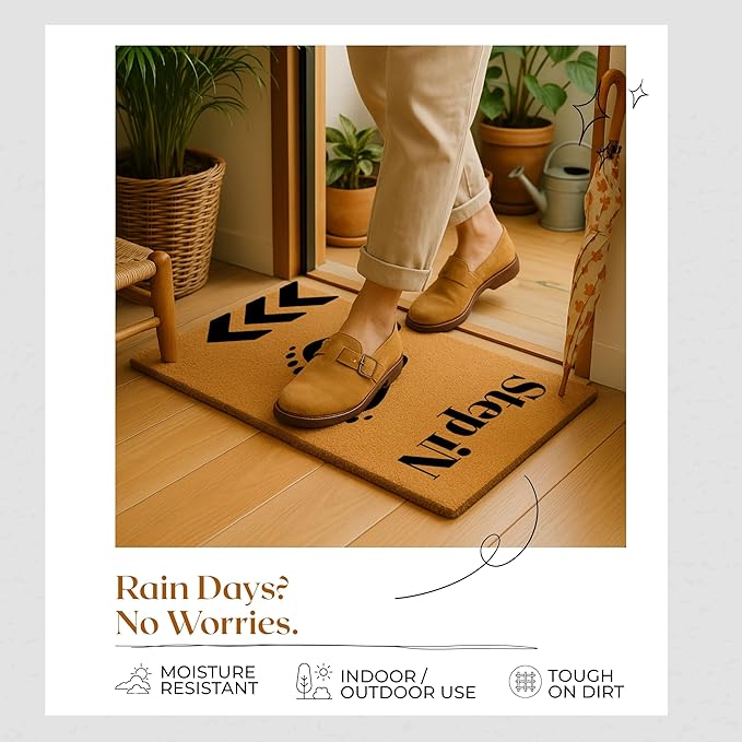 Coir Door Mats 17" X 30", Non-Slip Sturdy, PVC Backed Heavy Duty, Easy to Clean, Ideal for Door Entrance, Patio, Porch, Backyard, Garages, Step-in Footprints
