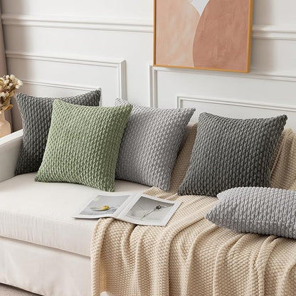 Kevin Textile 12x20 Inch Pillow Cover 1 Pack Boho Decorative Soft Striped Corduroy Lumbar Farmhouse Accent Rectangle Cushion Case for Living Room Couch Sofa Bed, Dark Grey