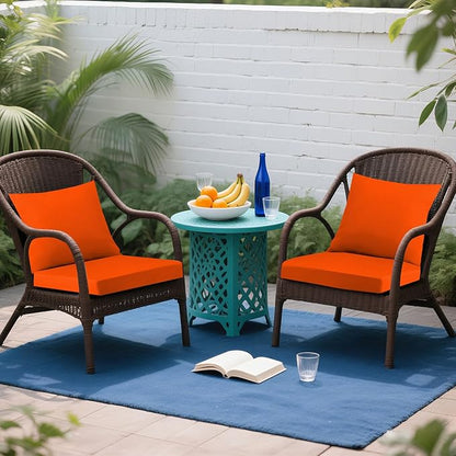 Outdoor Seat Cushion Set 24 x 24 In, Water-Resistant & Fade-Resistan, Patio Furniture Cushions with Removable Cover Deep Seat & Back Cushion with Handle and Adjustable Straps for Chair Sofa,4PC