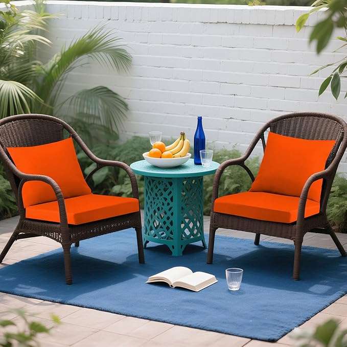 Outdoor Seat Cushion Set 24 x 24 In, Water-Resistant & Fade-Resistan, Patio Furniture Cushions with Removable Cover Deep Seat & Back Cushion with Handle and Adjustable Straps for Chair Sofa,1PC