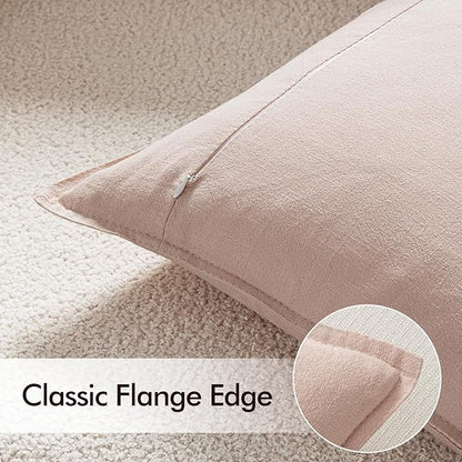 EMEMA Throw Pillow Covers Decorative Linen Pillow Covers 22x22 Inch Pink Boho Farmhouse Neutral Couch Throw Pillows for Bed Pack of 2 Accent Pillowcase Modern Sofa Cushion Livingroom Home