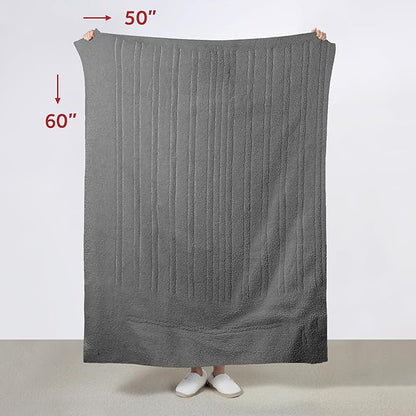 Sunbeam Royal Sherpa Foot Pocket Heated Throw Electric Blanket, 50" x 60", 4 Heat Settings, 4-Hour Auto Shut-Off, Warming Throw for Couch or Bed, Fast Heating, Machine Washable, Grey