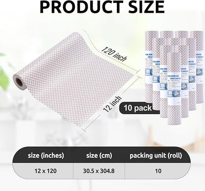RAY STAR 12X120 Inch Shelf Liner for Kitchen Cabinets, Non-Adhesive Cabinet Liner Washable, PVC Drawer Liner for Dresser Non-Slip Bathroom (Circle)(10 Roll)