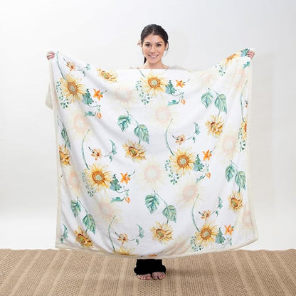 CARSTENS, INC. Ultra Premium Super Soft Plush Sherpa Fleece Oversized Throw Blanket 54" x 68", Sunflower