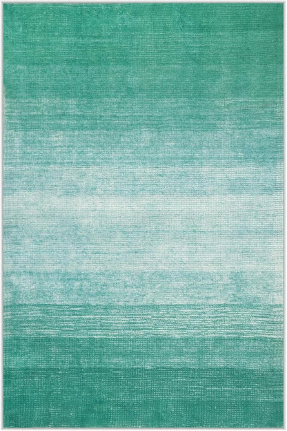 Wonnitar Modern Ombre Small 2x3 Rug, Washable Teal Kitchen Sink Rugs, Non-Slip Abstract Soft Bathroom Throw Mat, Non-Shedding Gradient Indoor Accent Carpet for Bedside Bath Bedroom (Teal, 2'x3')