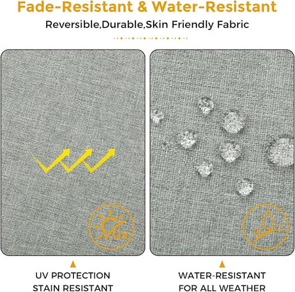 FUNHOME Outdoor Chair Cushions 19 x19 Inch,Water Resistant Tufted Seat Cushions 19",Reversible,Weather Resistant,Rounded Back Wicker Chair Cushion for Patio Garden Furniture(Light Gray)
