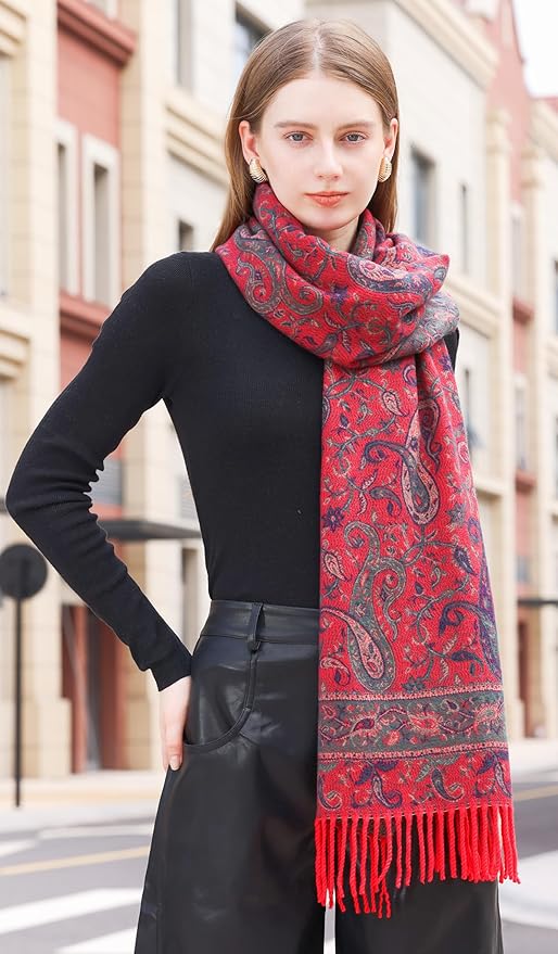 Wander Agio Warm Fashion Scarf Long Shawl Large Blanket Winter Wraps Scarves for Women Cashmere Jacquard Vintage Paisley