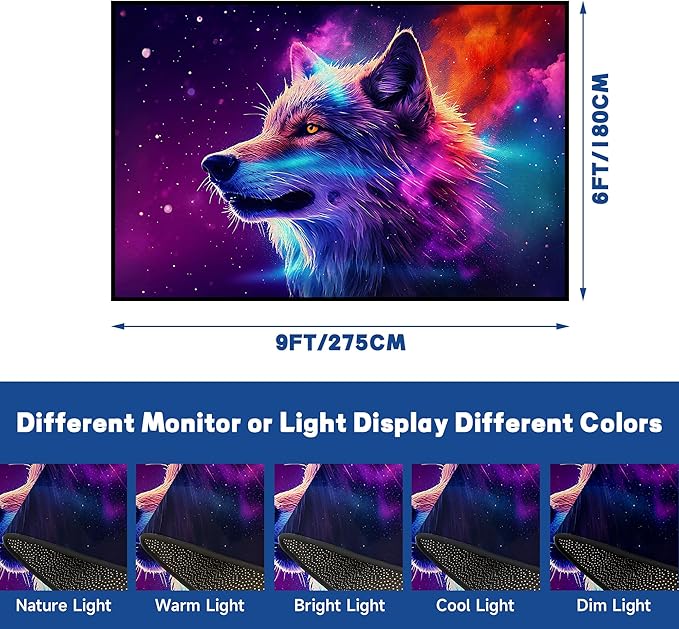 6' x 9' Galaxy Wolf Rug Large 3D Fierce Wolves Space Area Rugs for Bedroom Living Room Playroom Gameroom Boys Kids Colorful Glitter Throw Rugs Floor Mat Carpet,180 X 275cm