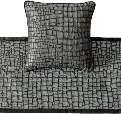 The HomeCentric King/Queen/Twin Blue & Grey Designer CA King 86"x18" Bed Runner with Pillow Cover, Animal Mystery Bed Scarf on Silk Fabric - Animal Mystery