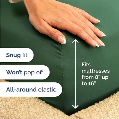 Queen Size 4 Piece Sheet Set - Comfy Breathable & Cooling Bed Sheets Set - Hotel Luxury Bedding for Women, Men, Kids, Teens, Boys & Girls - Deep Pockets, Soft, Wrinkle Free - Oeko-Tex - Emerald Green
