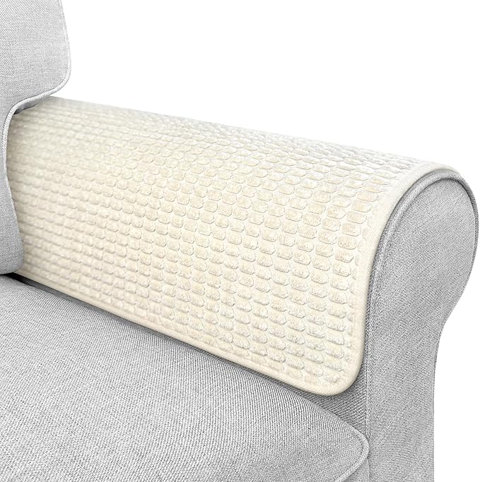 Couch Arm Covers, Sofa Arm Covers, Waterproof Armrest Cover for Sofa, Armchair, Loveseat, Headrest Cover, Non-Slip Recliner Arm Cover, Arm Chair Covers Set of 2 (Beige, 19"×19")