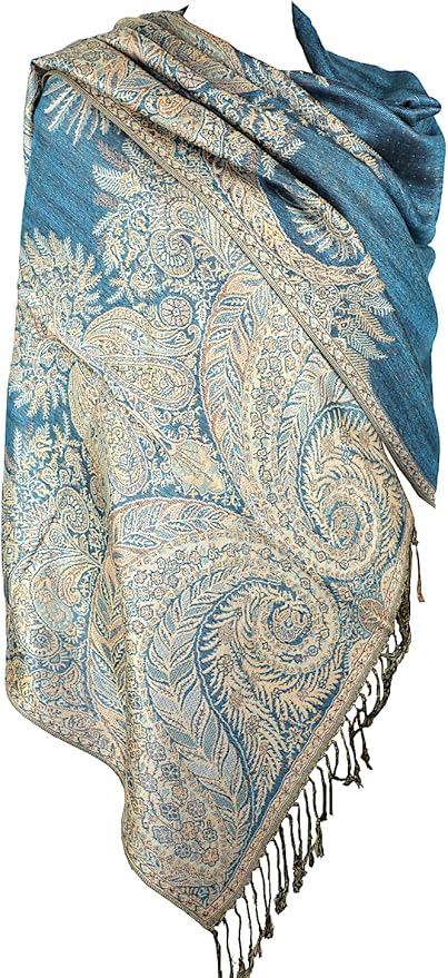 Achillea Big Paisley Pashmina Shawl Wrap for Women – Elegant Scarf for Weddings, Evening Dresses, Festivals & Daily Wear