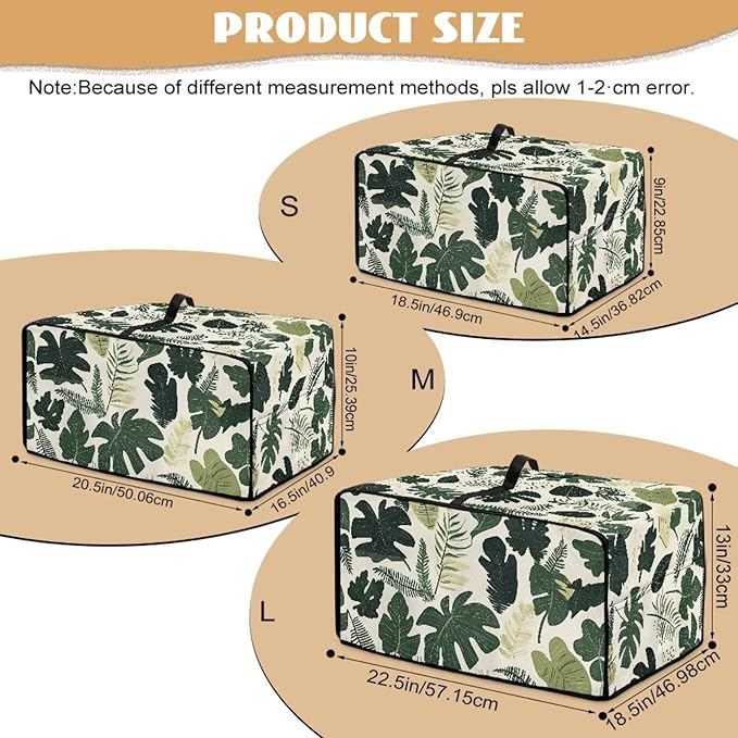 Monstera Palm Leaf Print Microwave Oven Dust Cover Foldable Microwave Toaster Oven Cover Easy to Clean Dust-Proof Kitchen Machine Covers Case Protections Protector, L