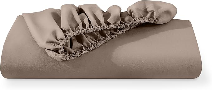Bare Home Fitted Bottom Sheet Queen Size - Premium 1800 Microfiber - Ultra-Soft Hotel Luxury - Deep Pocket - Durable and Long Lasting (Queen, Taupe)