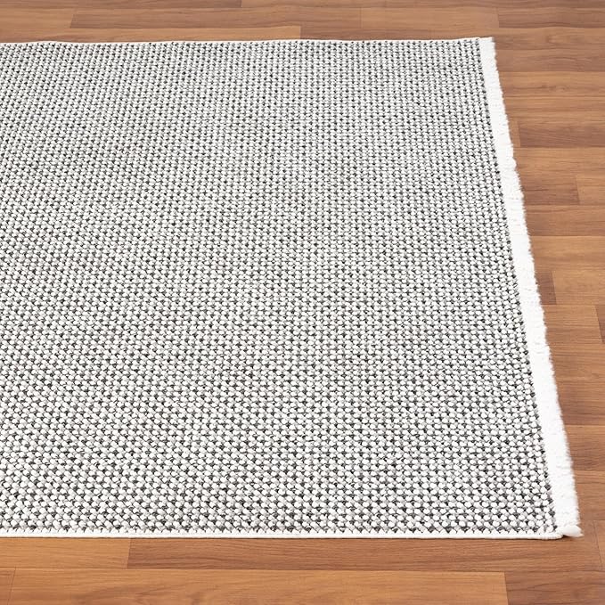 LUXE WEAVERS Solid Machine Woven White Dark Gray 8x10 Area Rug, Indoor Stain-Resistant Carpet