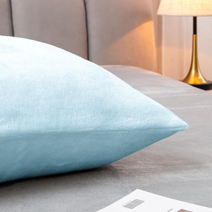 BEDELITE Body Pillow Cover with Zipper Closure, Super Soft and Cozy Fuzzy Fleece Pillowcase 20 x 54 Inches, Luxury Fluffy Plush Long Body Pillow Pillowcase for All Seasons(Blue)