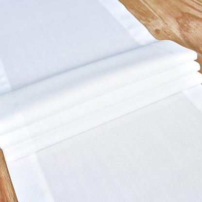 NEWISHER Farmhouse Rustic Table Runner Solid White Rectangular Table Runners Faux Linen Table Runner for Everyday Use Kitchen Dining Party Table 13x72 Inch