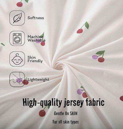 SDY Jersey Cherry Bassinet Sheets for Baby Girls,32 "x 16 "x 4", 2 Pack,Pink Cute Kawaii Standard Oval/Retangle Fitted Bassinet Sheets for Toddler,Super Soft Breathable