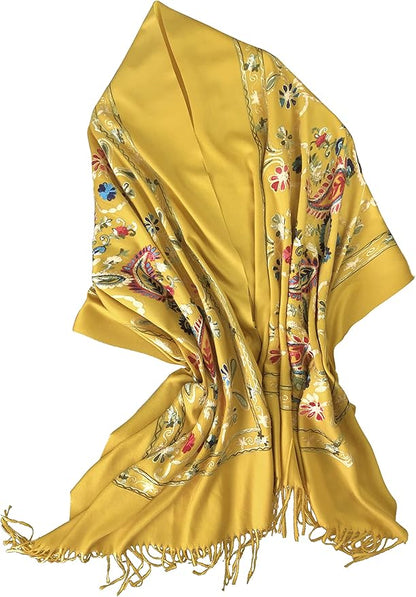 Urban CoCo Women's Embroidered Tassel Long Shawl Oversize Scarf Wraps for Women