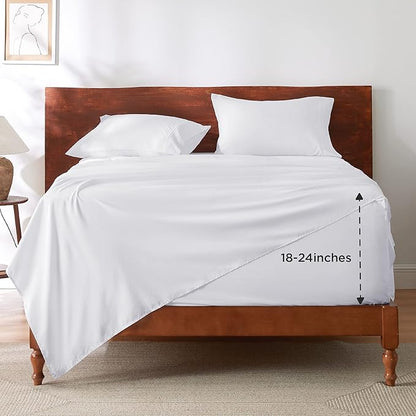 Bedsure Twin XL Sheets Dorm Bedding, GentleSoft Breathable Extra Long Twin Sheets & Pillowcases, Moisture Wicking Cooling, Deep Pocket Fits Mattress Up to 21 Inches Thick, White