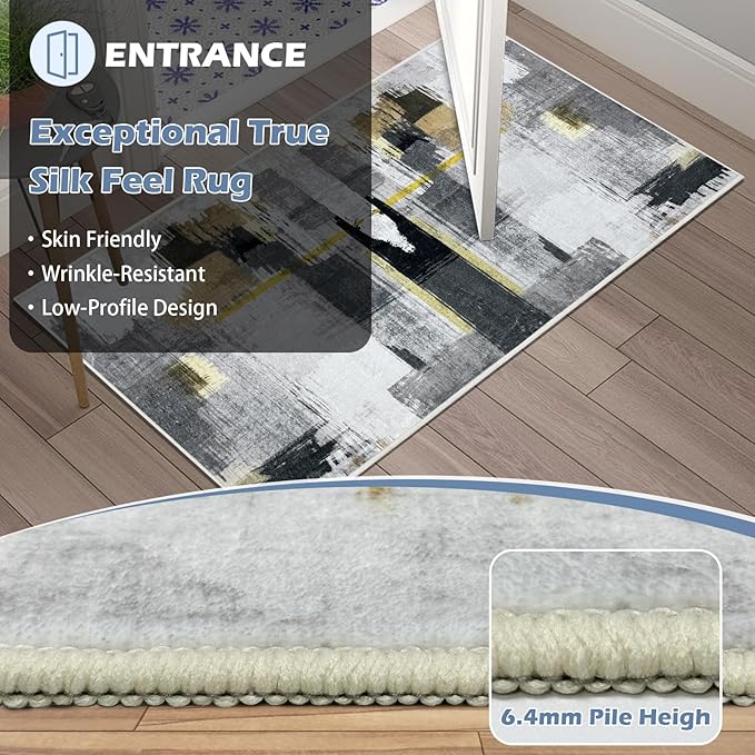 Runner Rug Washable 2x40 FT, Non Slip Rubber Backing Abstract Carpet, Soft Area Rugs for Bedroom Kitchen Hallway Entryway Bathroom, Customized