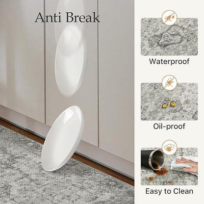 GENIMO Kitchen Mats for Floor 2PCs, Washable Anti Fatigue Mat for Cushioned, 17.3"x59"+17.3"x30", Waterproof Kitchen Rugs, Non Slip Comfort Standing Mat Rug for Home, Sink, Laundry, Stone Gray