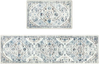 Ileading Anti Fatigue Kitchen Rugs Sets of 2 Cushioned Kitchen Mats for Floor Waterproof Kitchen Mat Set Non Slip Comfort Standing Mat for Kitchen, Office, Sink, Laundry