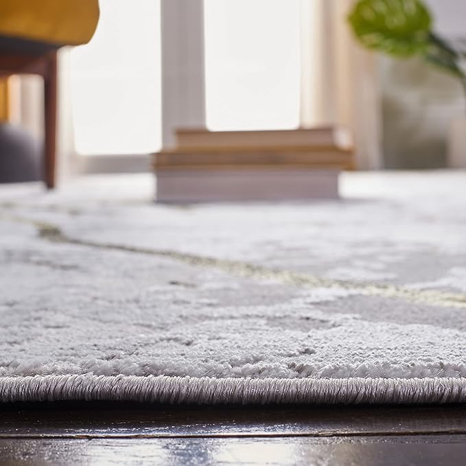 SAFAVIEH Amelia Collection X-Large Area Rug - 12' x 18', Grey & Gold, Modern Abstract Design, Non-Shedding & Easy Care, Ideal for High Traffic Areas in Living Room, Bedroom (ALA293G)