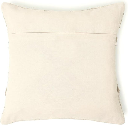 REDEARTH Handmade Boho Throw Pillow Covers - Bohemian Chic Farmhouse Style - Accent Woven Indoor and Outdoor Pillow Cushion Cases for Couch - Bed - Chair - Sofa - Benches – Set of 2-18"x18" - Taupe