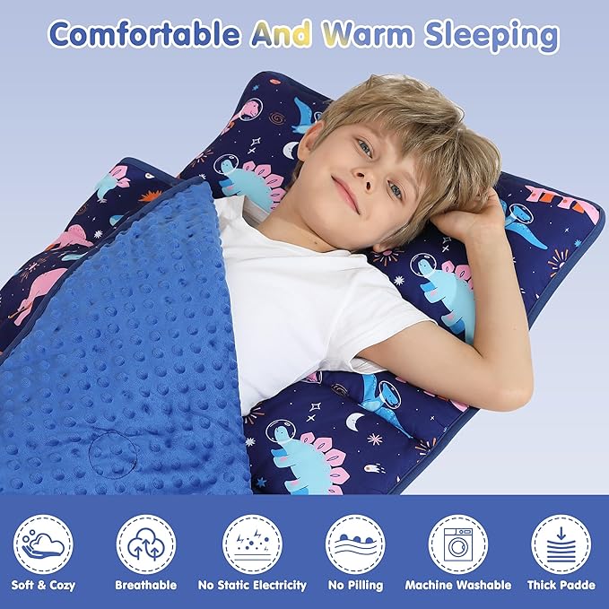 Viviland Toddler Kid Nap Mat for Preschool, Slumber Bag with Pillow and Blanket, Daycare Sleeping Bag Kindergarten Sleep Mat