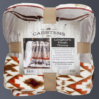 CARSTENS, INC. Ultra Premium Super Soft Plush Sherpa Fleece Oversized Throw Blanket 54" x 68", Longhorn