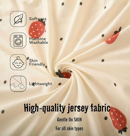 SDY Jersey Strawberry Bassinet Sheets for Baby Girls,32 "x 16 "x 4", 2 Pack,Pink Cute Kawaii Standard Oval/Retangle Fitted Bassinet Sheets for Toddler,Super Soft Breathable