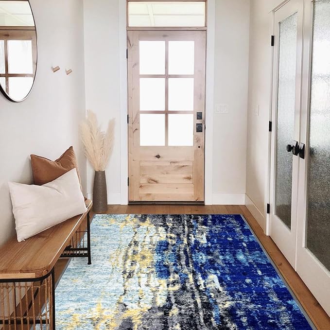 Runner Rug Washable 3x25 FT, Non Slip Rubber Backing Abstract Carpet, Soft Area Rugs for Bedroom Kitchen Hallway Entryway Bathroom, Customized