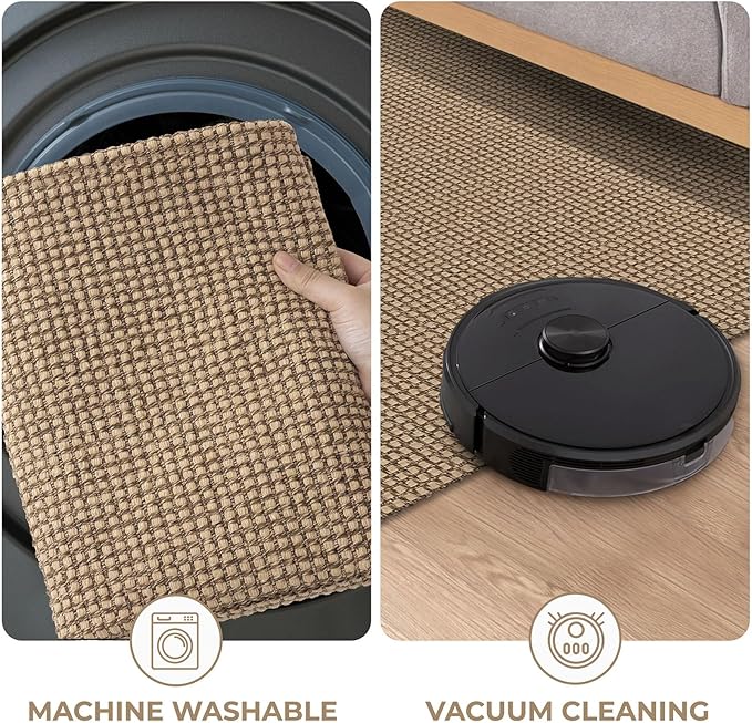 KOZYFLY Boho Runners for Hallways 2x6 ft Washable Kitchen Runner Non Slip Rubber Backed Hall Runners Cotton Entryway Runner Rugs Floor Carpet for Indoor Backdoor Bedroom Kitchen, Tan/Orange/Brown