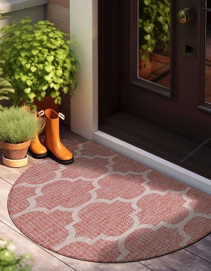 Unique Loom Outdoor Trellis Collection Area Rug (3' 1" x 6' 1" Hearth Rust Red/Ivory)