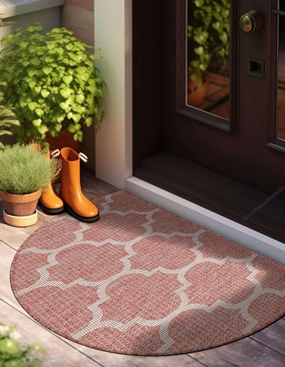 Unique Loom Outdoor Trellis Collection Area Rug (3' 1" x 6' 1" Hearth Rust Red/Ivory)