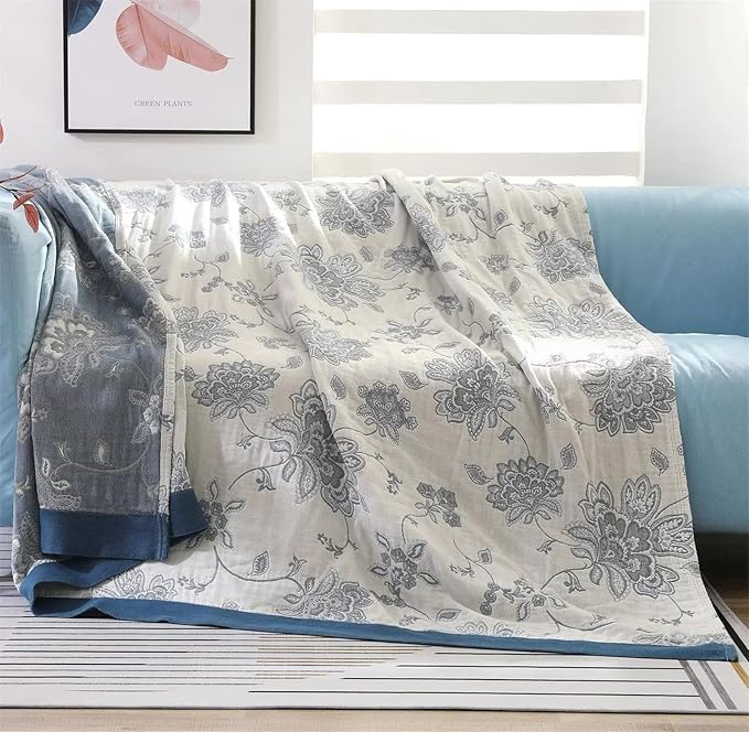 MSGKV Boho Throw Blanket for Couch Sofa Bed Decor, 100% Cotton Blankets Warm Versatile KnitWoven Blanket, Super Soft Warm & Decorative Blanket for Sofa Bed Living Room, 78''Wx 90''L