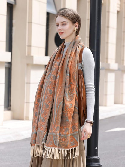 Wander Agio Warm Fashion Scarf Long Shawl Large Blanket Winter Wraps Scarves for Women Cashmere Jacquard Vintage Paisley