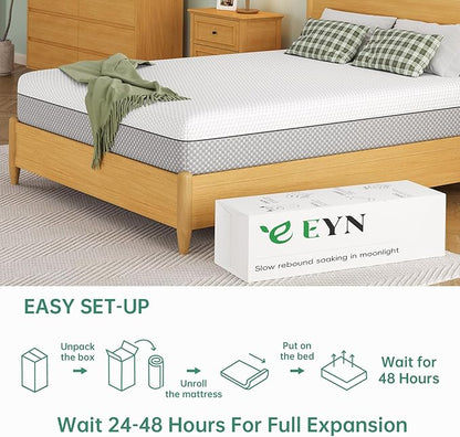 EYN Memory Foam Mattress Cooling Gel Size Matress in A Box Bed Frame Pressure Relief Medium Firm Size Removable Washable Cover Feel Bedroom Essentials CertiPUR-US Certified (8'', Twin)