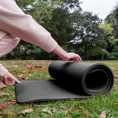 BalanceFrom GoCloud 71x24 Inches Extra Thick Yoga Mat 1-Inch High-Density Foam – Roll-Up Exercise Pad with Double-Sided Non-Slip Surface and Carrying Strap for Pilates and Home Workouts