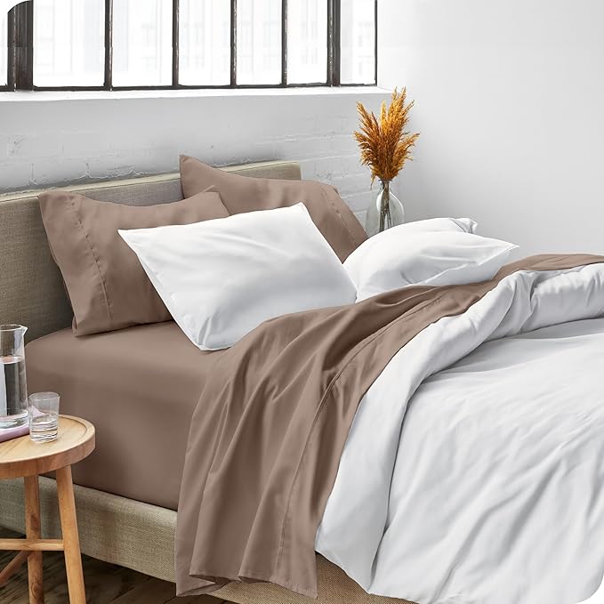 Bare Home Twin XL Sheet Set - College Dorm Size - Luxury 1800 Ultra-Soft Microfiber Twin Extra Long Bed Sheets - Deep Pockets - Easy Fit - Extra Soft - 3 Piece Set - Bed Sheets (Twin XL, Taupe)