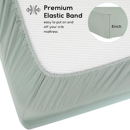 Yoofoss Baby Crib Sheets for Boys Girls, Fitted Crib Sheet 2 Pack for Standard Crib and Toddler Mattress, Super Soft Microfiber Baby Sheet 28x52x8in(Apricot-Green)