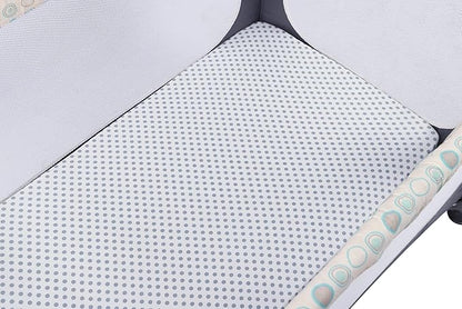 Onacosht Pack n Play Sheets 2 Pack Stretchy Jersey Knit Playard Fitted Sheets Portable Mini Crib Sheets Set, Convertible Playard Mattress Cover, White and Grey, Stripes and Dots